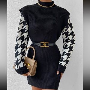 Houndstooth Sweater Dress